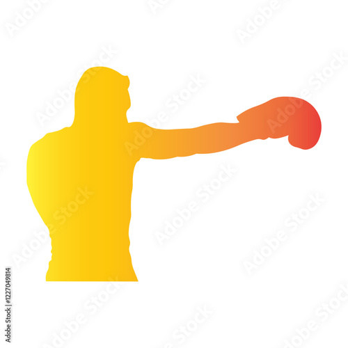 Male Boxing Player Silhouette with Colorful Design. Vector Illustration in Gradient Color