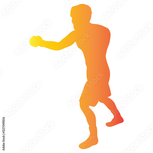 Male Boxing Player Silhouette with Colorful Design. Vector Illustration in Gradient Color