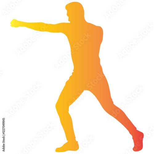 Male Boxing Player Silhouette with Colorful Design. Vector Illustration in Gradient Color