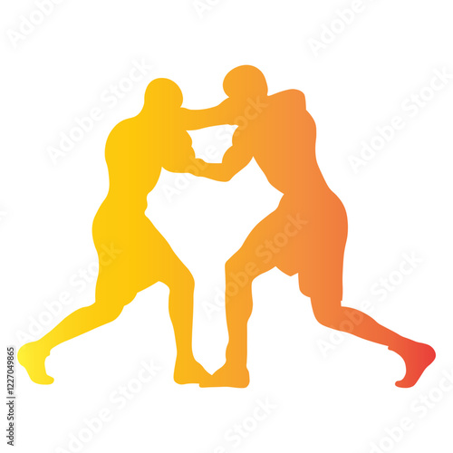 Male Boxing Player Silhouette with Colorful Design. Vector Illustration in Gradient Color