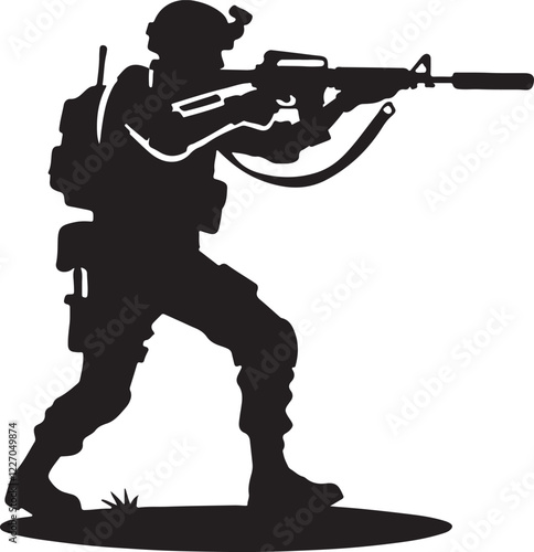 solider man silhouette vector art illustration isolated on transparent background