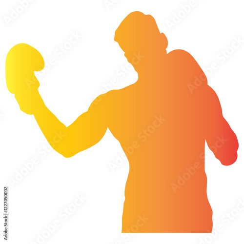 Male Boxing Player Silhouette with Colorful Design. Vector Illustration in Gradient Color