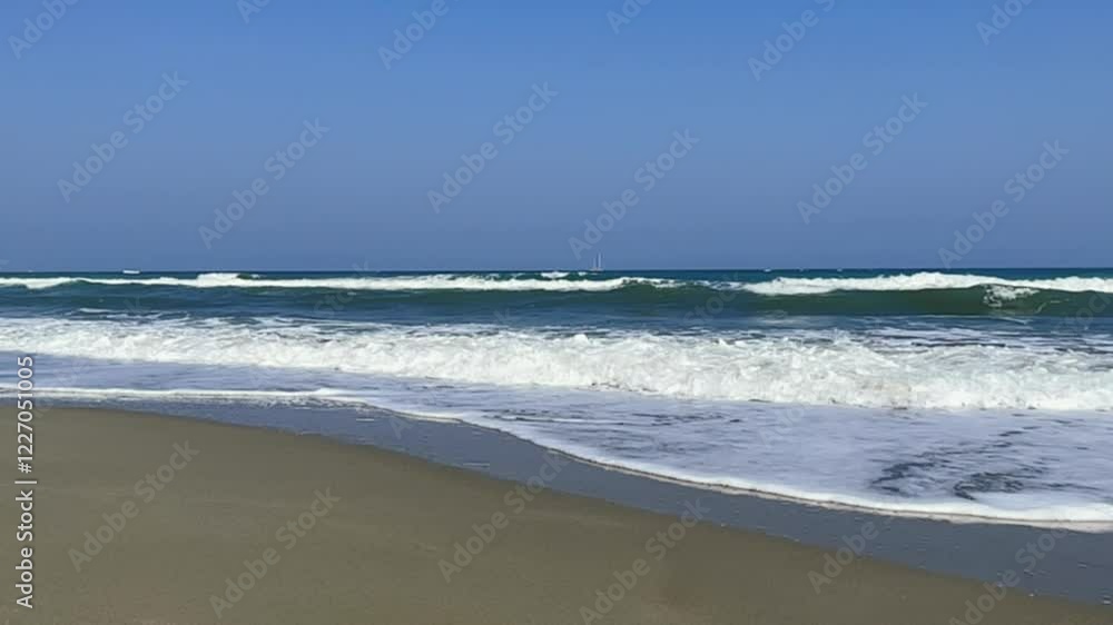 Patara Beach in Turkey is the longest sandy beach in Turkey. Beautiful, very fine sand and turquoise sea. Waves breaking on the sand. The beach with turtles. White foam. The Mediterranean Sea. 4K Patara Beach in Turkey is the longest sandy beach in Turkey. Beautiful, very fine sand and turquoise sea. Waves breaking on the sand. The beach with turtles. White foam. The Mediterranean Sea. 4K