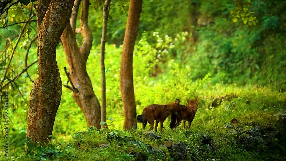 Wild dogs, or dholes, are social, pack-living predators found in Indian forests. Agile and vocal, they hunt cooperatively, playing a crucial role in ecosystem balance. Wild dogs, or dholes, are social, pack-living predators found in Indian forests. Agile and vocal, they hunt cooperatively, playing a crucial role in ecosystem balance.