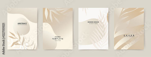 Abstract elegant background with floral elements in pastel beige. Trendy artistic design templates for card, poster, flyer, brochure, magazine, social media, banner, cover, presentation, invitation