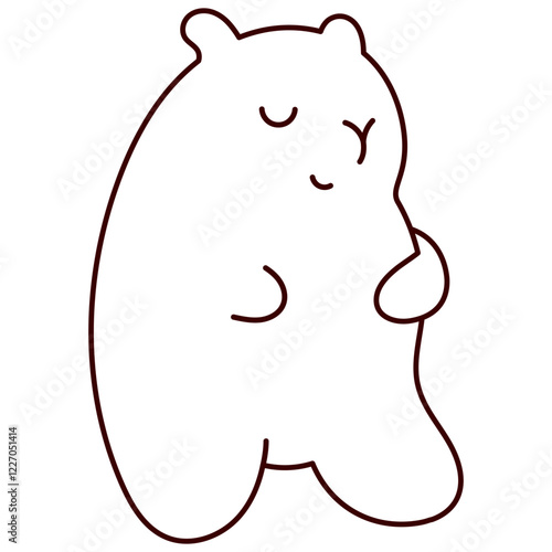 Kawaii cute one line capybara. Coloring page.
