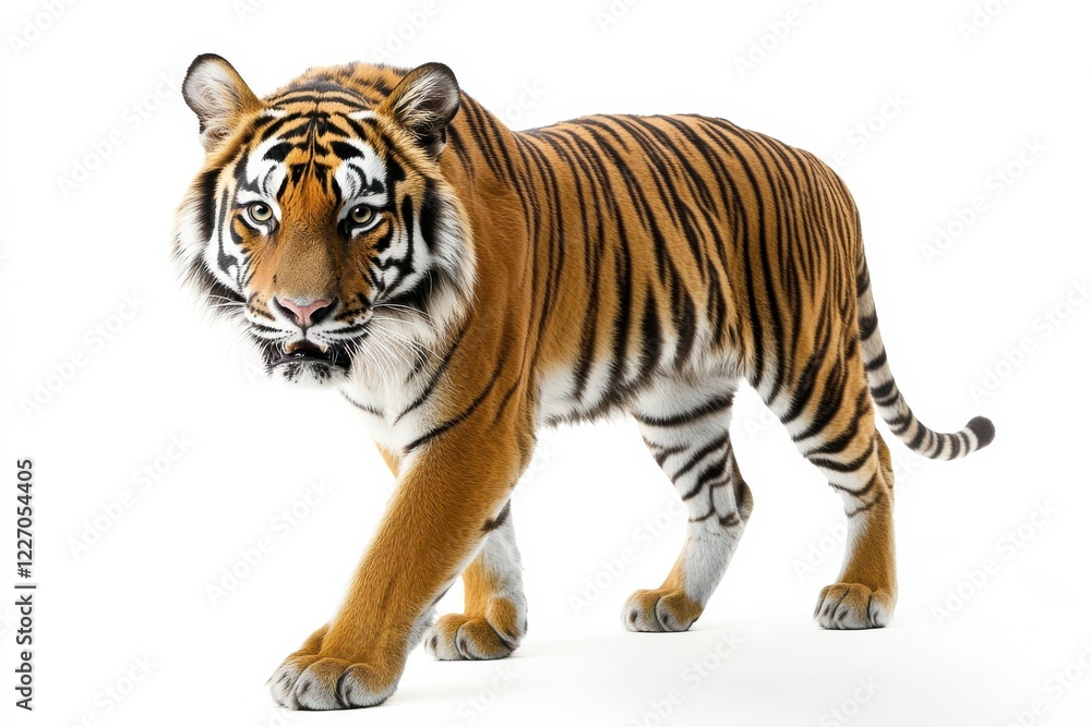 Fototapeta premium Striking Tiger Walking, Isolated