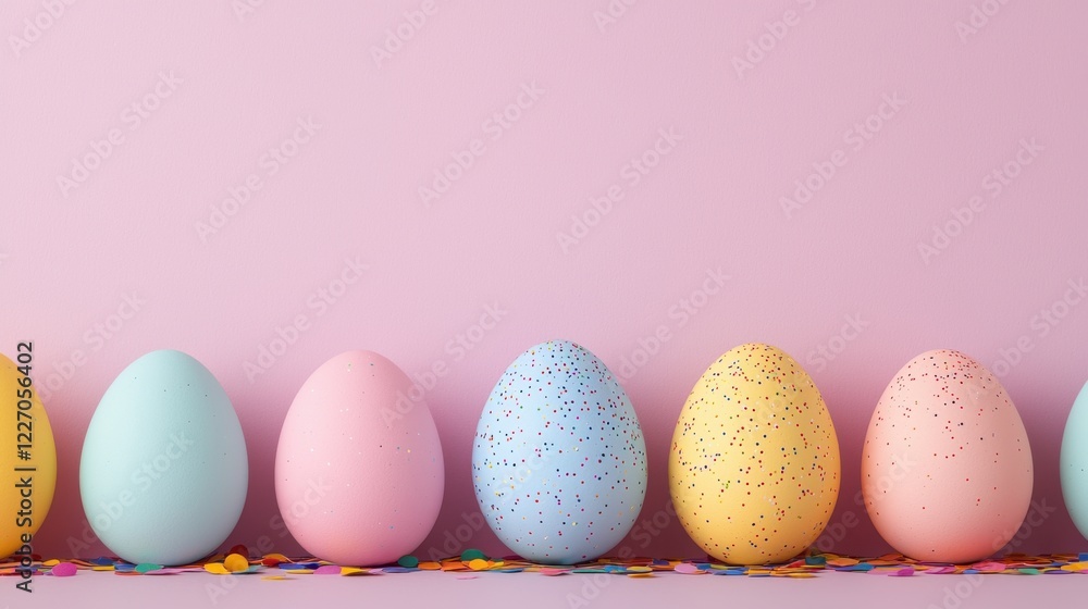 Easter day concept. Vibrant Easter Eggs with Gradient Designs and Scattered Rainbow Color Patterns Easter day concept. Vibrant Easter Eggs with Gradient Designs and Scattered Rainbow Color Patterns