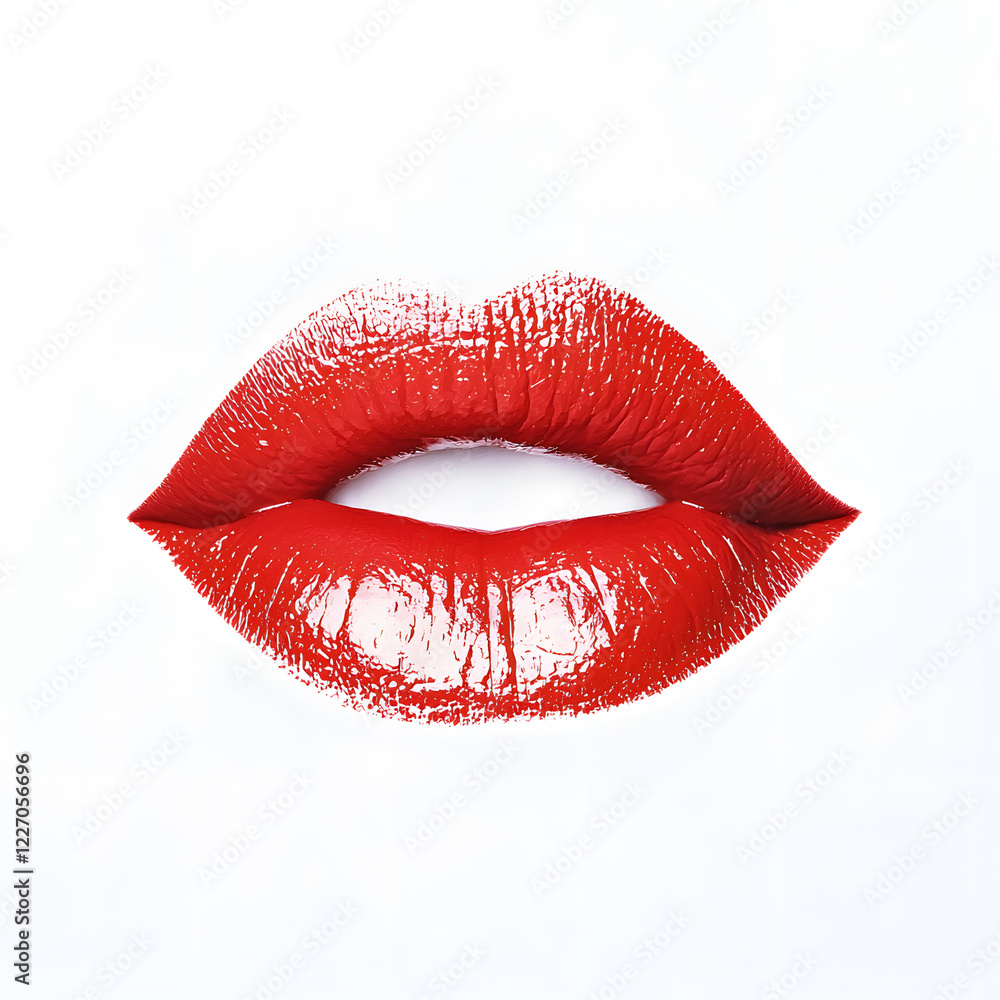 Obraz premium Red lips isolated on white background