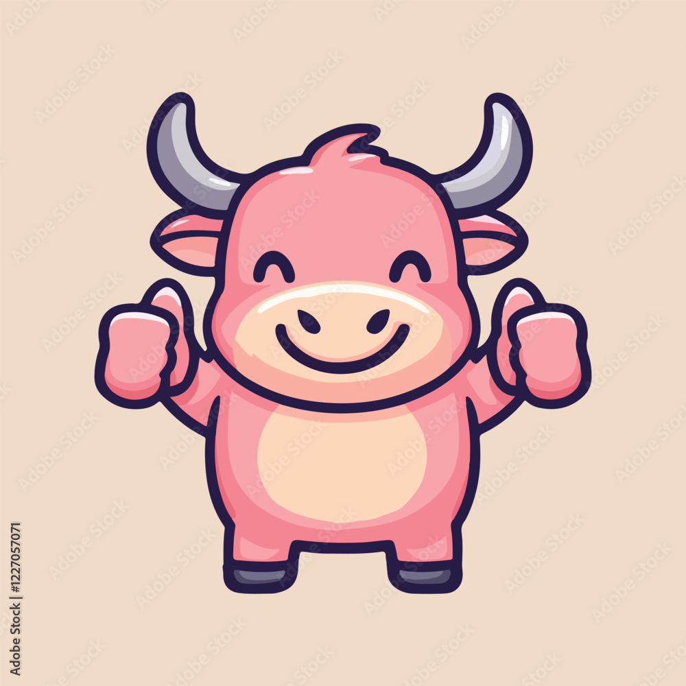 Cute Bull Thumbs Up Cartoon Vector Illustration Cute Bull Thumbs Up Cartoon Vector Illustration