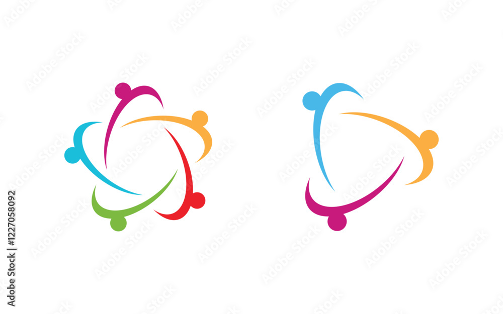Community adoption care network and social icon illustration logo design Community adoption care network and social icon illustration logo design