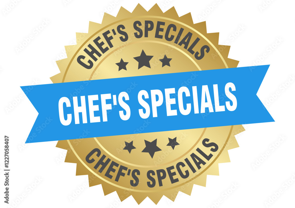chef's specials. chef's specials round blue and gold label isolated on transparent background chef's specials. chef's specials round blue and gold label isolated on transparent background