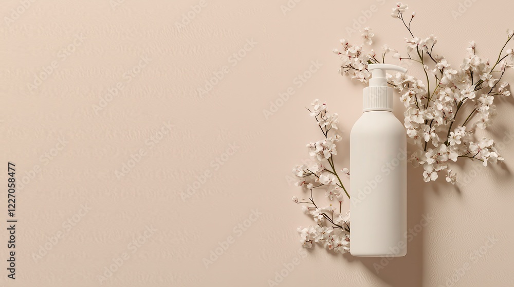 Natural skincare product display minimalist setting soft palette aesthetic focus Natural skincare product display minimalist setting soft palette aesthetic focus