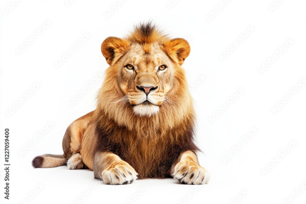 Majestic male lion lying down. Majestic male lion lying down.