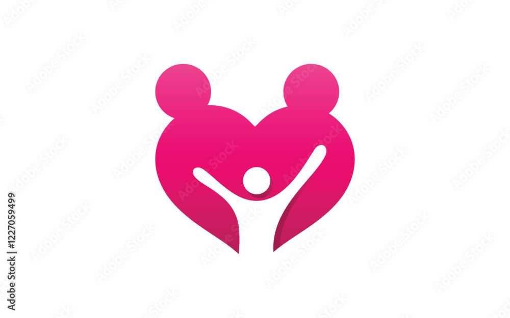 Community adoption care network and social icon illustration logo design Community adoption care network and social icon illustration logo design