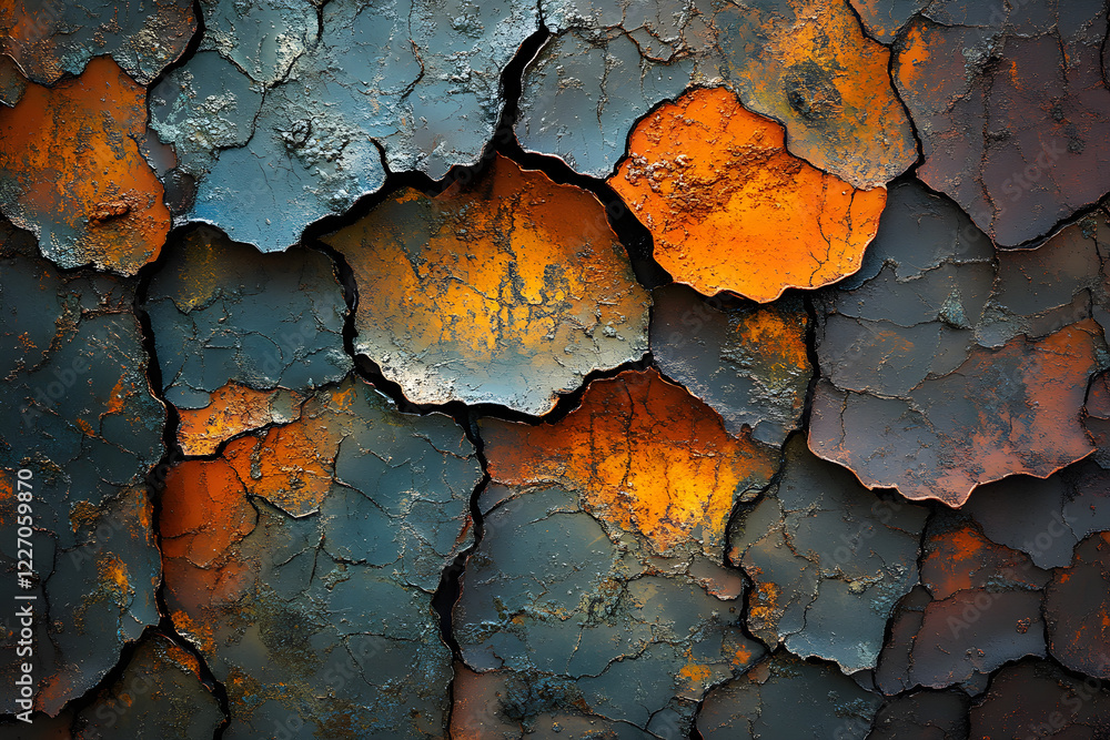 Rusted Metal Surface Illustrating the Effects of Oxidation with Flaky Textures and Color Patches Rusted Metal Surface Illustrating the Effects of Oxidation with Flaky Textures and Color Patches