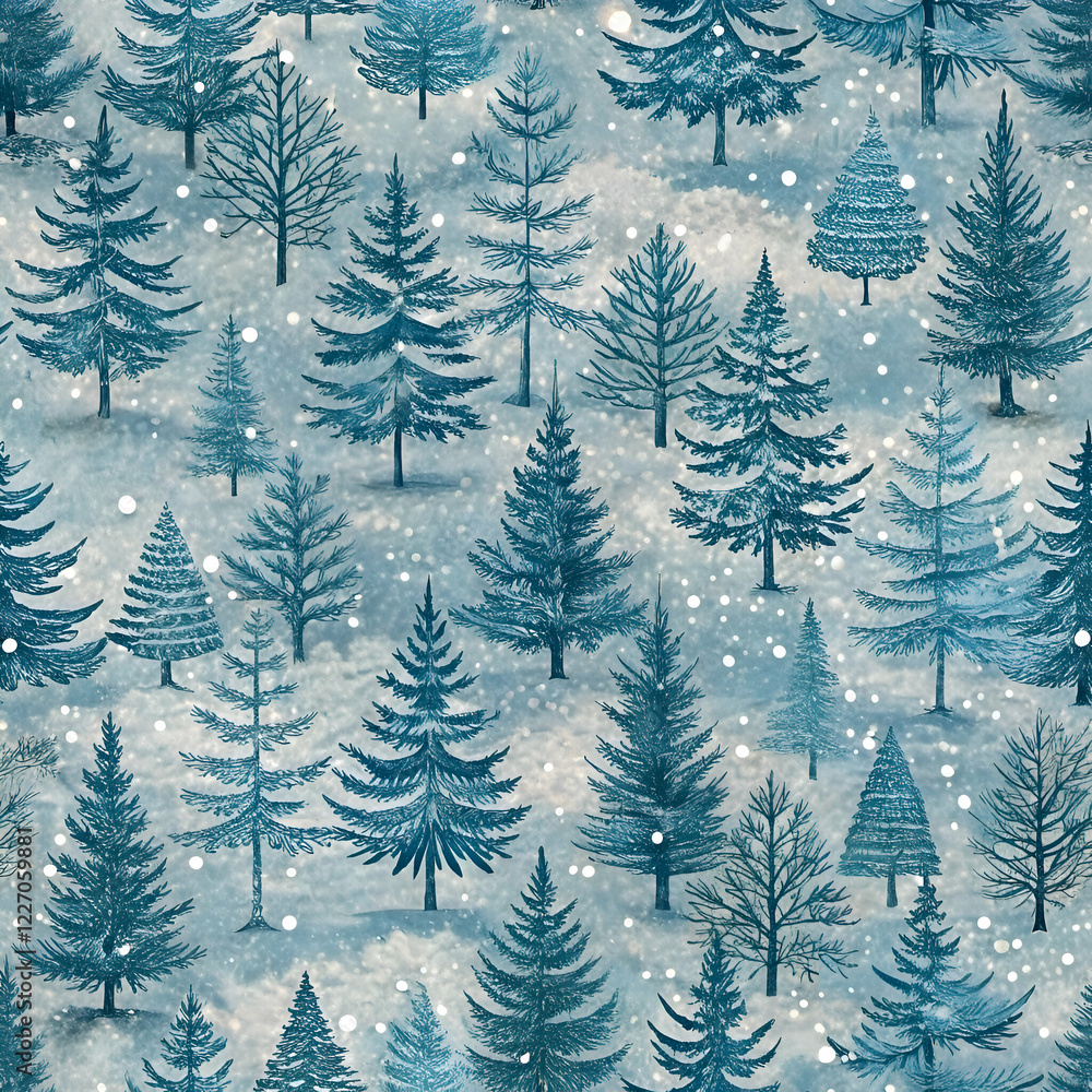 Obraz premium Winter Forest with Snow and Pine Trees . Nature Landscape