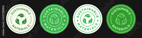Sustainable Materials Logo Icon Sign Badge Vector Design. Recycling Symbol.