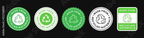 Made From Recycled Materials Badge Icon. Recycle Sign. Zero Waste Seal. Eco Frindly Logo