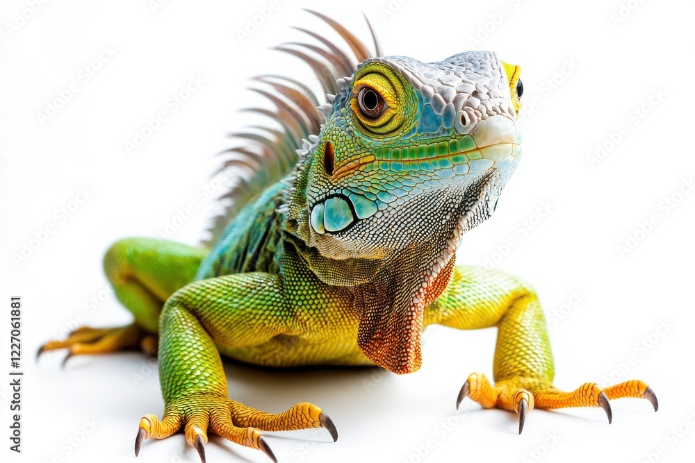 Fototapeta premium Vibrant Green Iguana Close-Up
