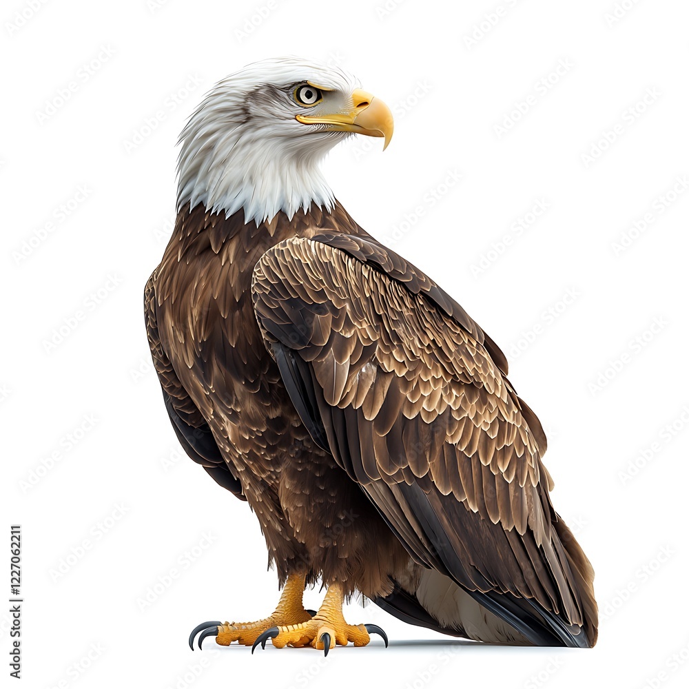 Obraz premium Majestic bald eagle standing proudly on white background