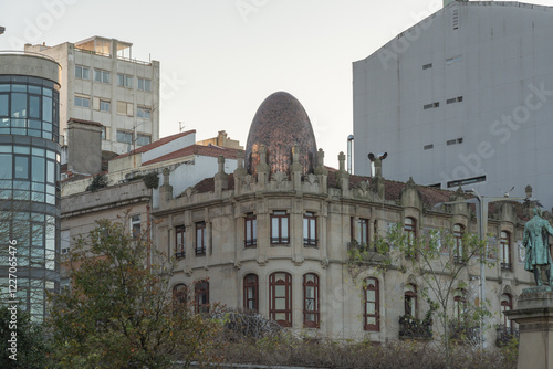 Old facade of Vigo in the downtown area