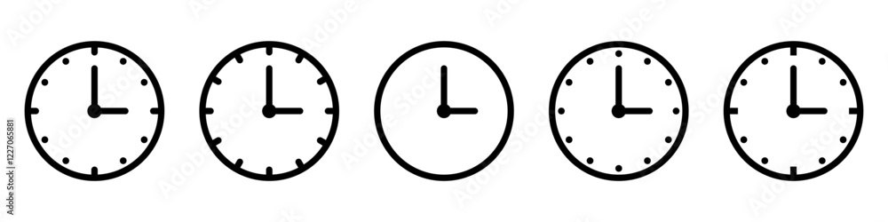 Vector Time and Clock icons set.Clocks icon collection design. Horizontal set of analog clock icon symbol Vector Time and Clock icons set.Clocks icon collection design. Horizontal set of analog clock icon symbol
