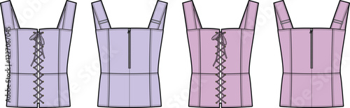 Stylish Women's Corset Jumpsuit Designs: Flat Sketches
