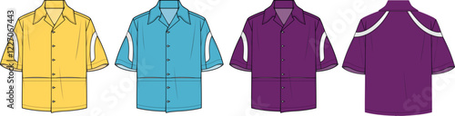 Stylish Long Sleeve Button Down Shirts Fashion Flat Sketches