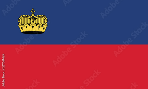 Official national flag of Liechtenstein. Flag of Principality of Liechtenstein. Vector illustration