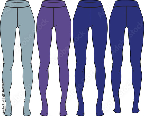 Fashion Leggings Design Template Flat Sketch