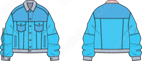Stylish Women's Denim Jacket Fashion Flat Sketch Design