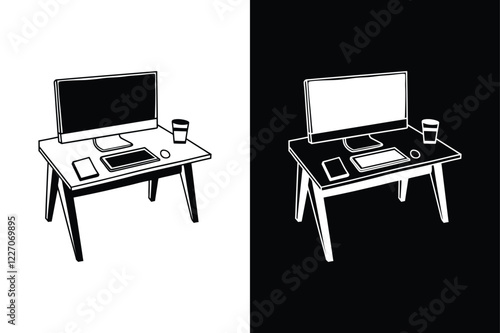 Desk icon vector on White Background ,Vector Art Illustration on white background.