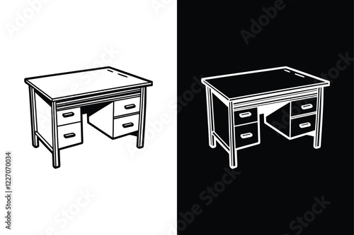 Desk icon vector on White Background ,Vector Art Illustration on white background.