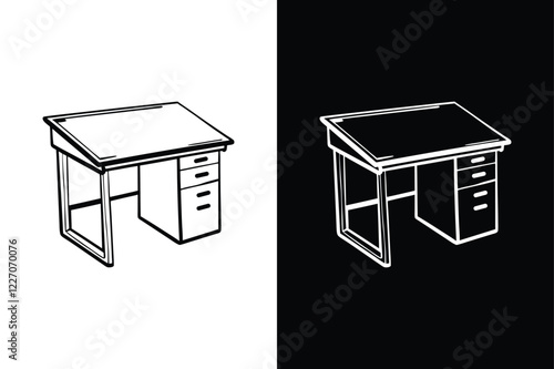 Desk icon vector on White Background ,Vector Art Illustration on white background.
