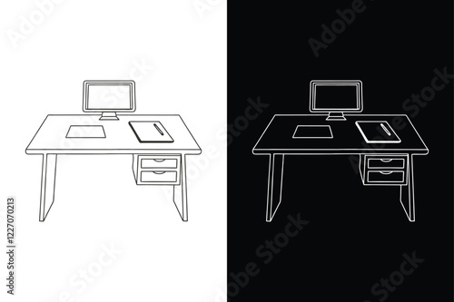 Desk icon vector on White Background ,Vector Art Illustration on white background.