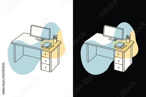 Desk icon vector on White Background ,Vector Art Illustration on white background.