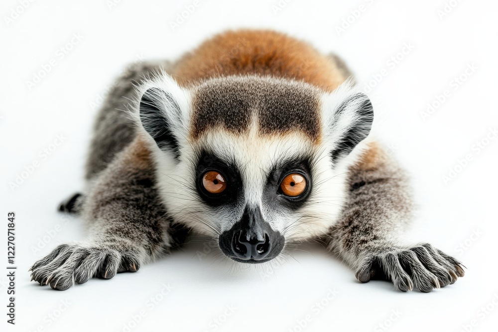 Curious ring-tailed lemur peering forward. Curious ring-tailed lemur peering forward.
