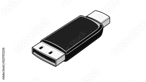 Minimalist outline icon of a USB flash drive on a white background