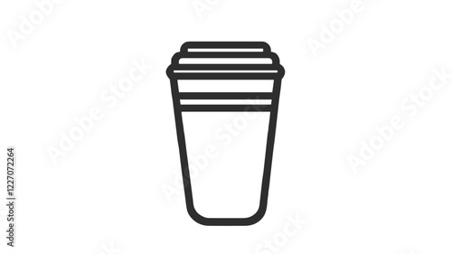 Minimalist outline icon of a takeout coffee cup on a white background