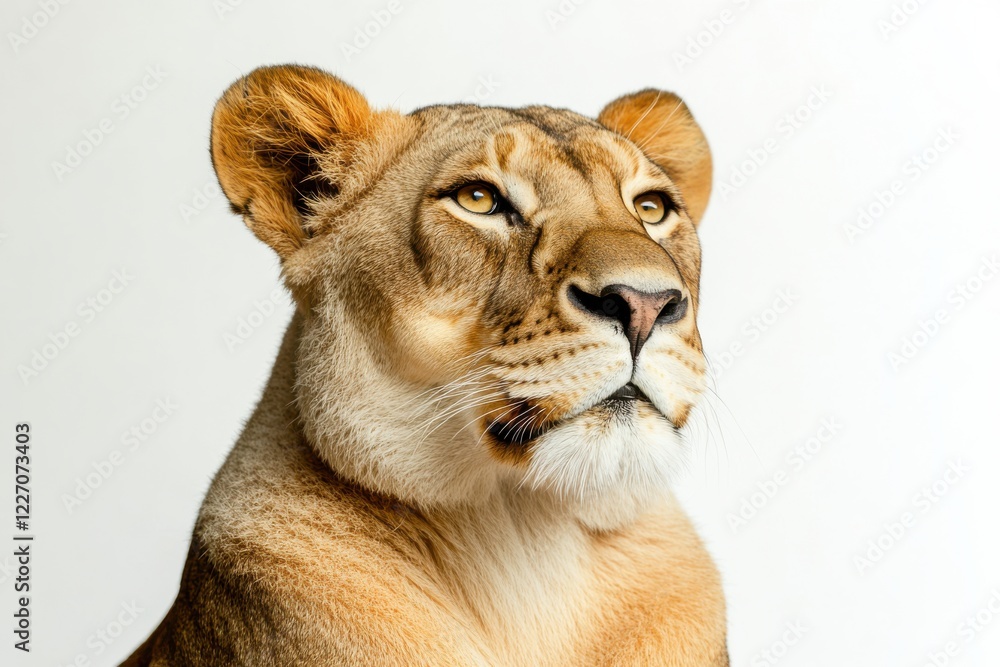 Obraz premium Majestic lioness, golden fur, intense gaze.