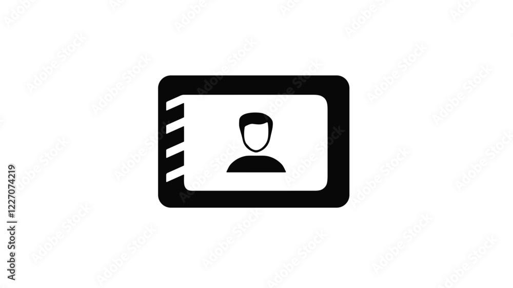 Minimalist outline icon of an ID card with a person silhouette on a white background Minimalist outline icon of an ID card with a person silhouette on a white background