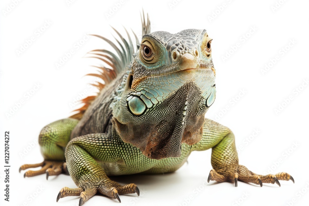 Fototapeta premium Green iguana portrait, vibrant colors