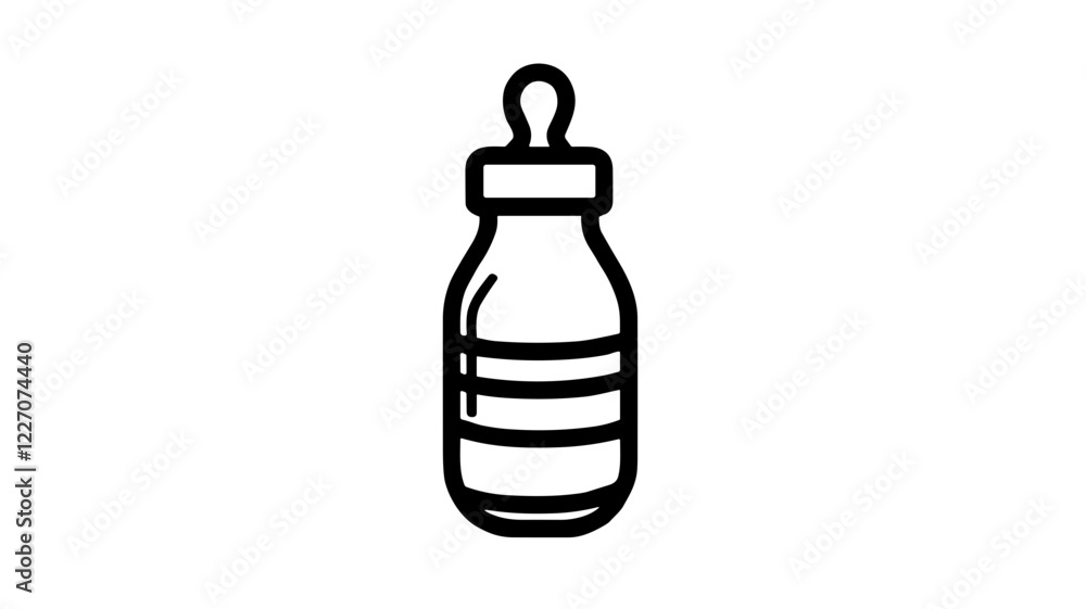 Obraz premium Minimalist outline icon of a baby bottle on a white background