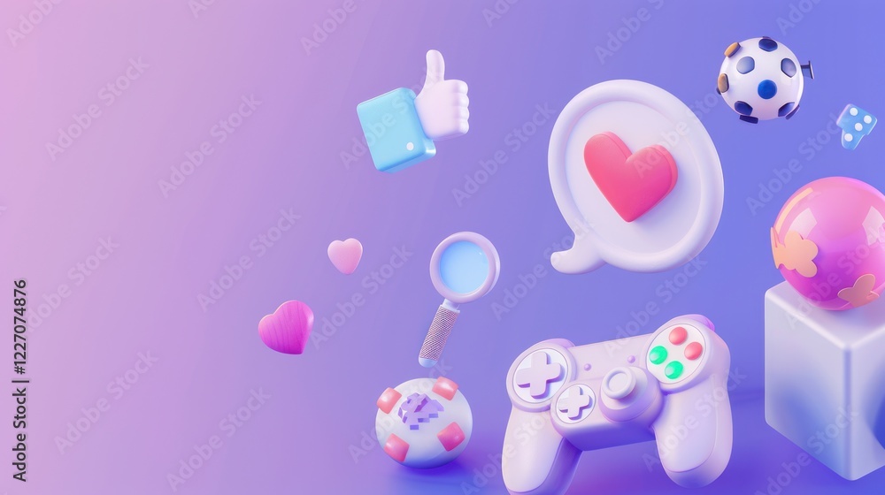 3D Rendered Social Media Icons and Gaming Controller 3D Rendered Social Media Icons and Gaming Controller