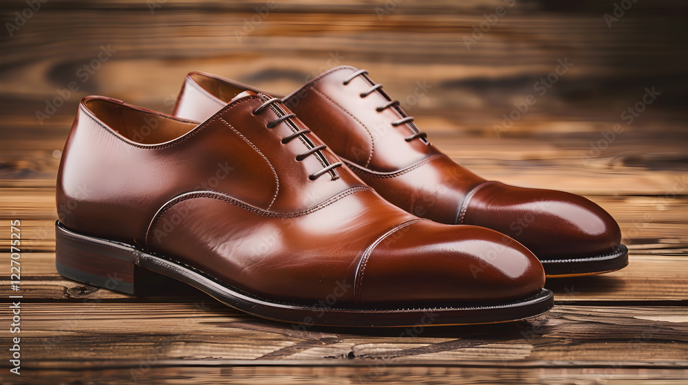 Elegant Display of Sophisticated, High Quality, Brown Leather Oxford Shoes Elegant Display of Sophisticated, High Quality, Brown Leather Oxford Shoes