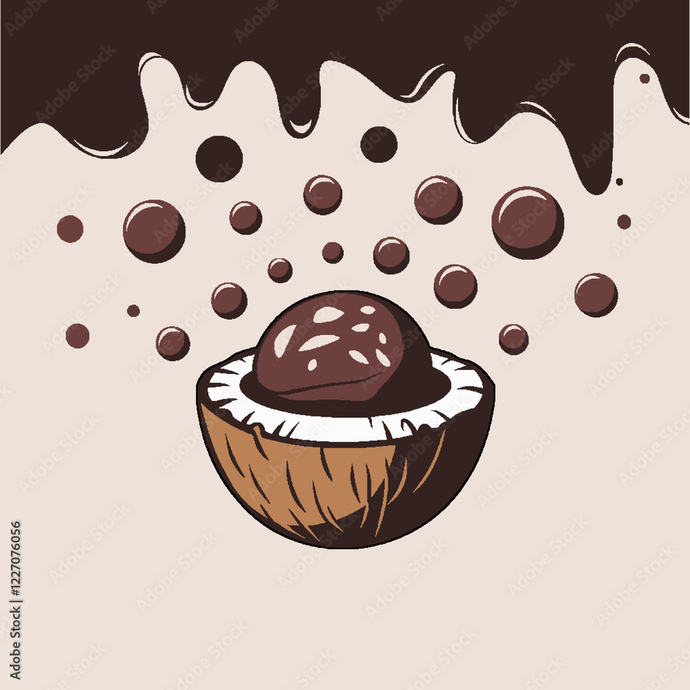 Fototapeta premium coconut chocolate delight logo design