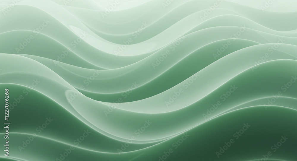 Obraz premium A soft green abstract background featuring flowing waves subtle Light Effects of white and light green, abstract background, gradient background. Ideal for modern decor or digital backgrounds.