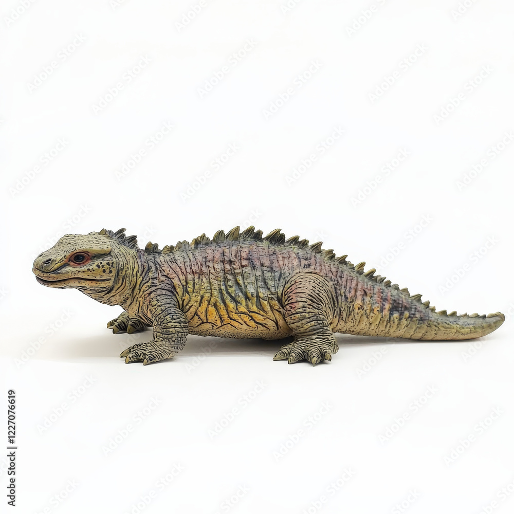 Obraz premium Prehistoric Reptile Model: Detailed, lifelike pose.