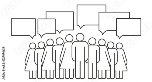 Public opinion, survey. A large group of men and women. Line icon. People infographics icon. Flat vector illustration isolated on white background.